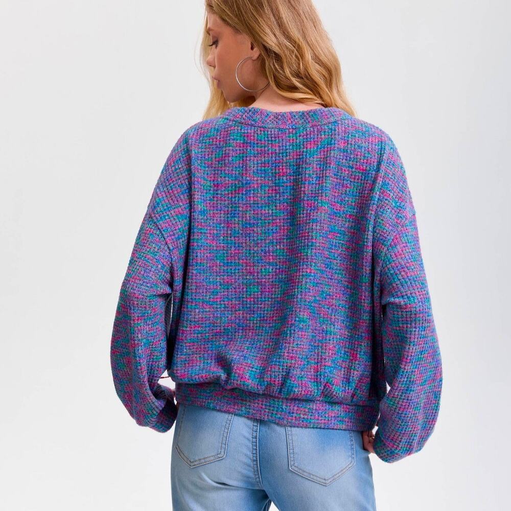 Wild Fable Purple Abstract V Neck Button Cardigan Small - Picture 3 of 15
